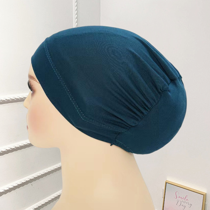 새로운 스타일 단색 머서리제이션 코튼 심플 패션 헤드스카프 고탄력 털이 없는 바닥 털 플리츠 여성용 모자