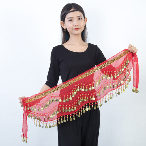 Belly dance practice Phnom Penh 98 waist chain new beginner oriental dance belt Indian dance waist scarf stage performance