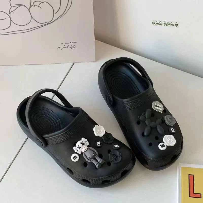 Сетчатые летние нескользящие тапочки в стиле Crocs, платформа, модные мюли с очень высоким каблуком, интернет-знаменитость, женский стиль, эффект увеличения роста, закрытый носок, для прогулок на улице