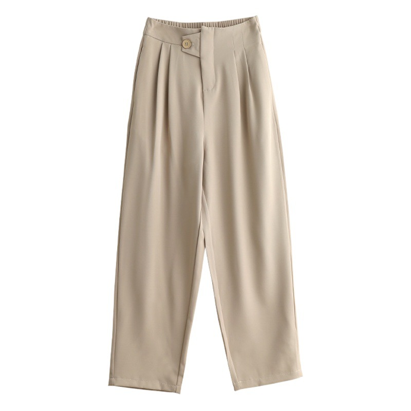 Tiktok popular recortado pantalones de traje Delgado cintura alta adelgazamiento pantalones harem rectos pantalones casuales de las mujeres de una sola pieza entrega