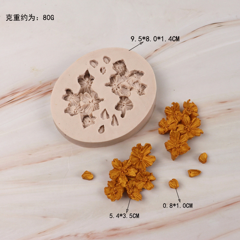 Molde de silicona flor de cerezo DIY aromaterapia molde de yeso decoración de la torta pequeña Zou Ju molde de chocolate epoxi
