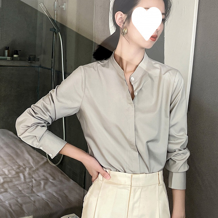 衬衫女法式轻职场通勤正装立领抗皱衬衣职业气质轻奢商务上衣