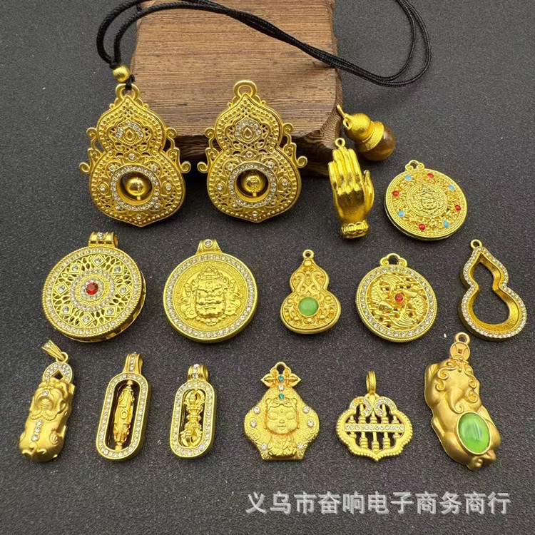 金店同款古法越南沙金镶钻花丝葫芦吊坠项链可开合新中式如意项链