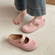 一脚蹬半包内增高勃肯拖鞋欧若风鞋2025春季时尚法式小金豆玛丽珍