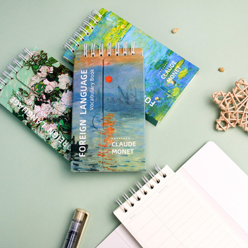 Van Gogh Monet Portable English Vocabulary Book Pocket Back English Ring Buckle Loose-leaf Cover