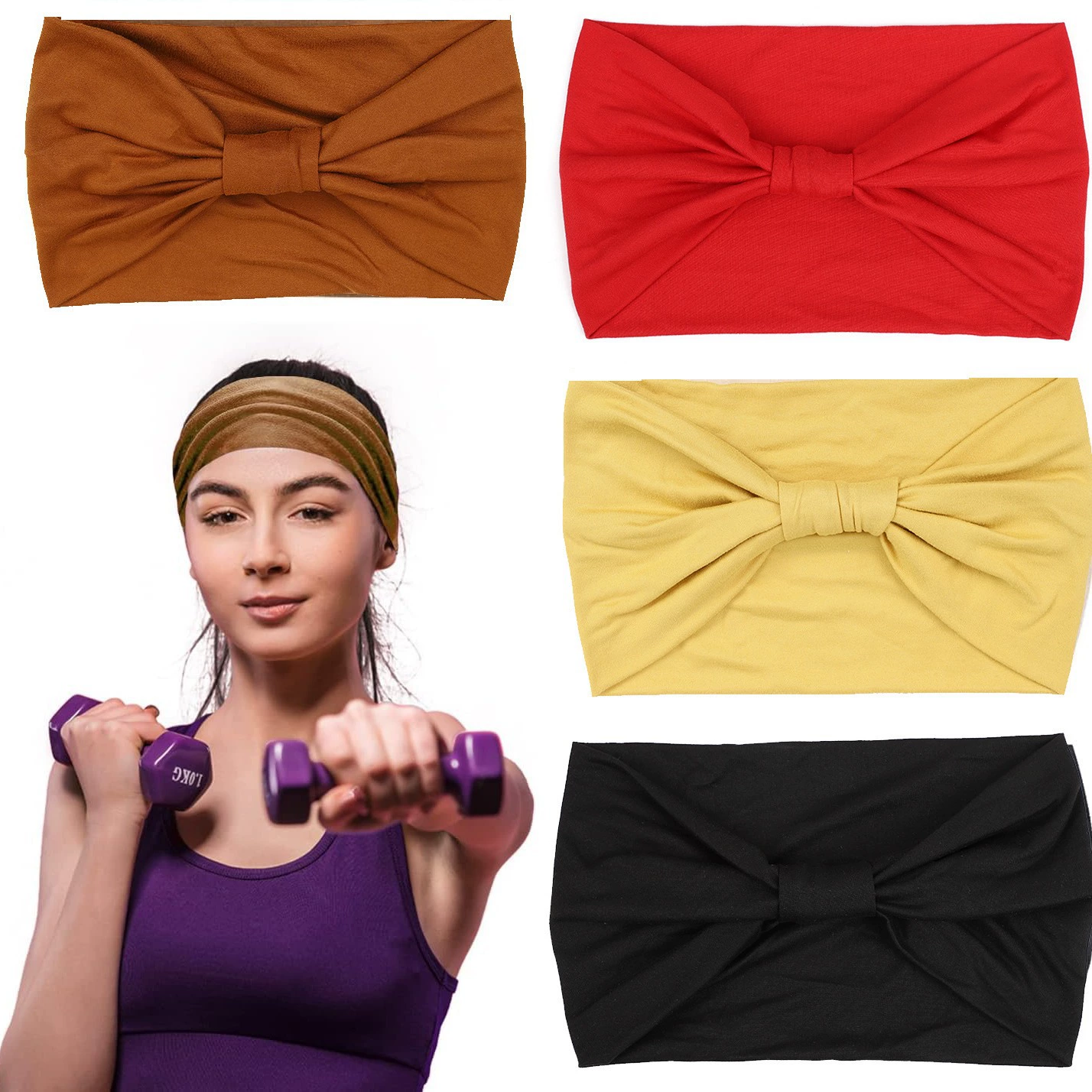 Трансграничный эксклюзивный для сплошного цвета эластичные спортивные ленты для волос фитнес-пот