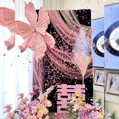 Sokmei Home ピンクの結婚式の部屋の雰囲気の装飾、幸せな言葉、男性と女性の写真撮影の装飾小道具と用品