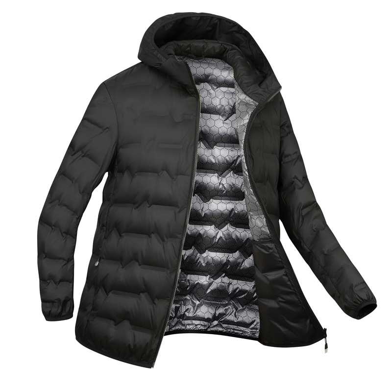 Оптовая продажа легкой зимней мужской куртки с капюшоном из белого пуха утки, рабочая одежда, униформа компании, печать на заказ.