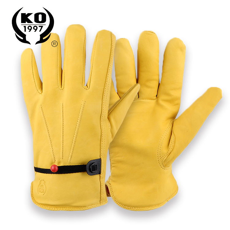 头层胎牛皮皮革保暖手套劳保手套全皮花园手套安全防护用品