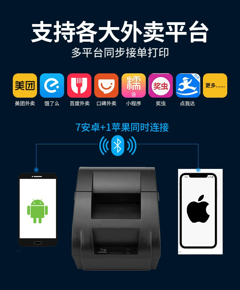 Принтер для термочувствительных чеков 58 мм 5890K Meituan вынос Bluetooth маленький чек-аппарат