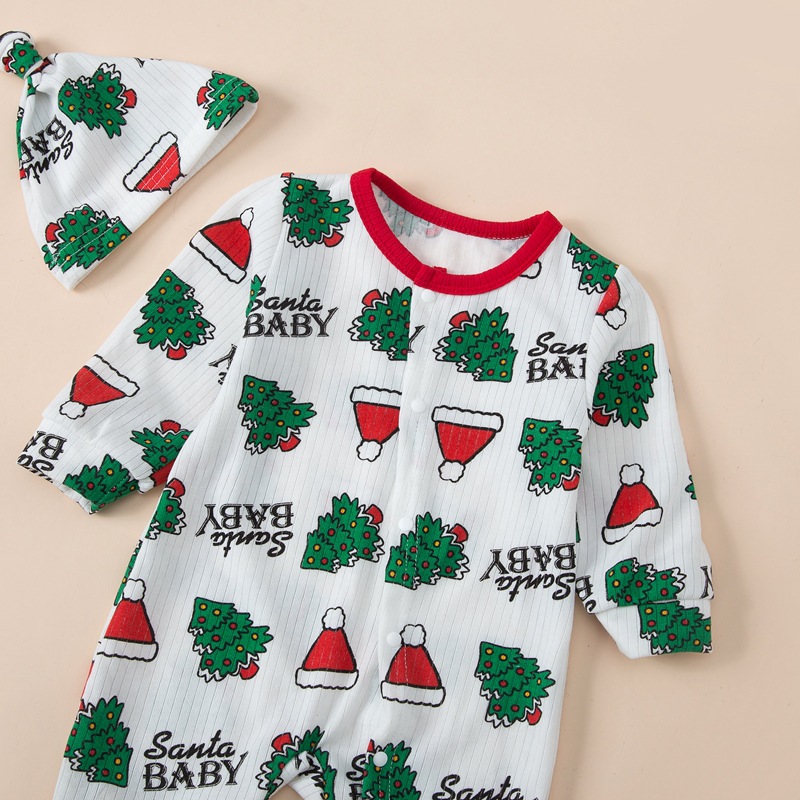 Christmas Cute Christmas Tree Button 100% Cotton Baby Rompers display picture 3