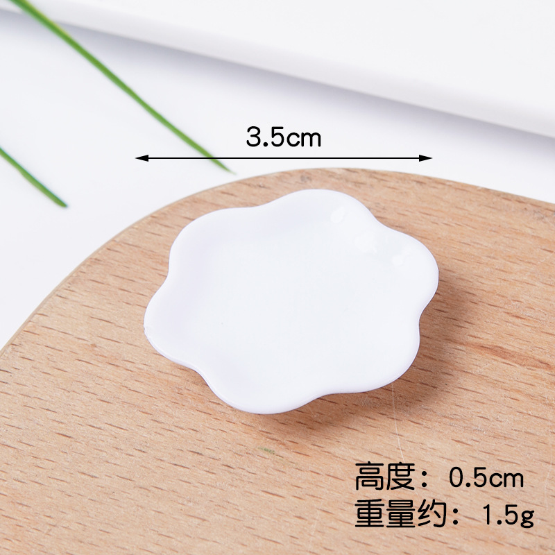 Plato pequeño de plástico blanco simulado para comida, mini plato de comida rápida, plato para bricolaje, juguete de comida, contenedor para pegamento en crema, accesorios.