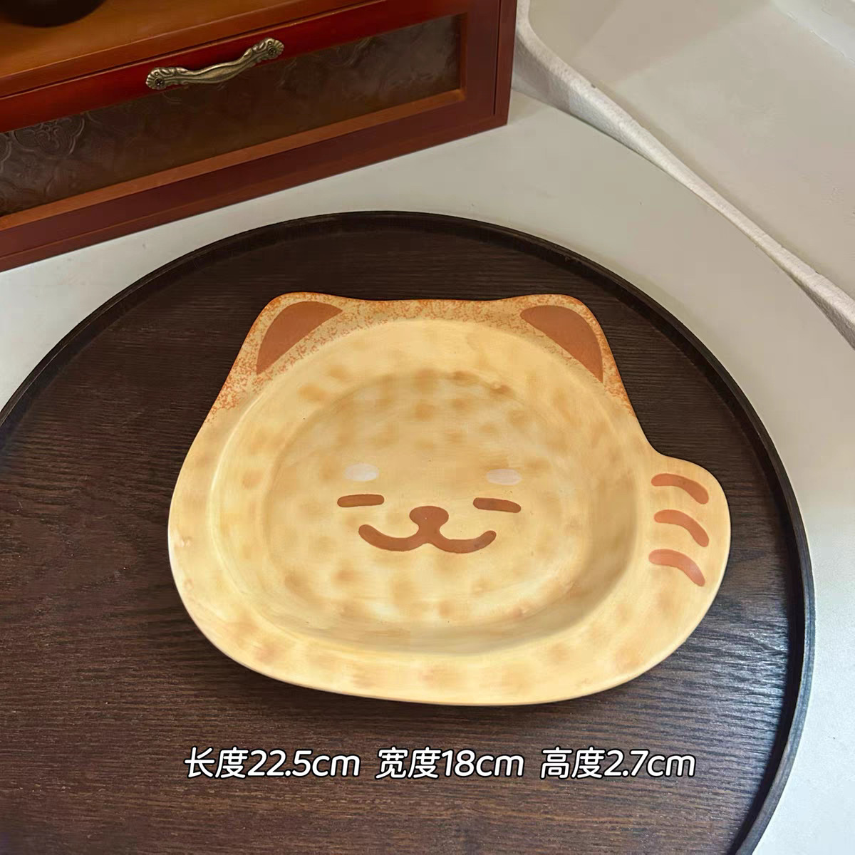 In-Stock Ceramic Irregular-Shaped Plate with Cute Shiba Inu Puppy Design, Suitable for Microwave Use, for One Person