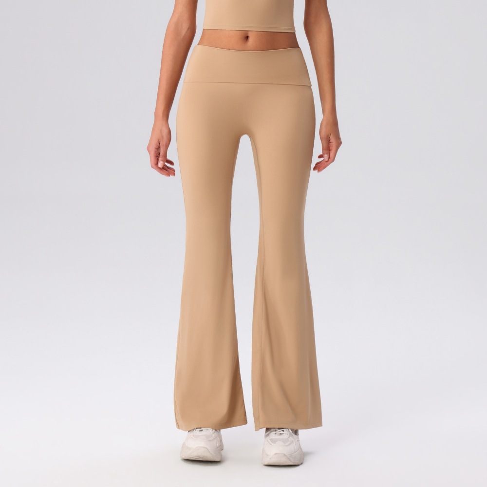 Nuevos pantalones de yoga transfronterizos europeos y estadounidenses secados rápidos de cintura alta desnudos pantalones deportivos de entrenamiento para correr pantalones largos
