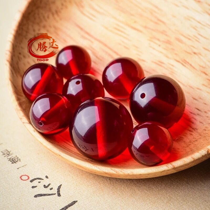 净水酒红血珀散珠琥珀蜜蜡散珠饰品配件文玩多宝手串diy圆珠批发