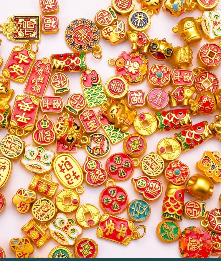 Ancient-style gold-plated accessories, handmade beads, oil-dripped alloy accessories, DIY materials for necklaces, bracelets, and pendants, wholesale