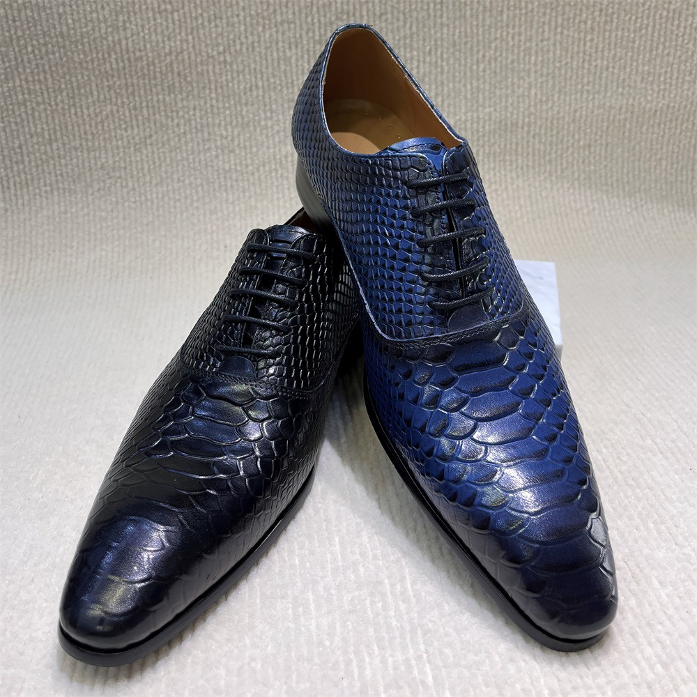 Men's Cowhide Leather Snake Pattern Plus Size Shoes Business Formal Party  Shoes | eBay