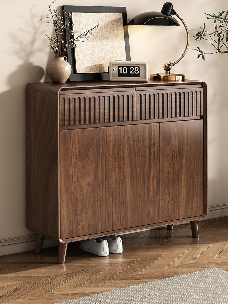 Solid Wood Shoe Cabinet for Home Entrance New Model 2025 Entry Wall-Mounted Integrated Indoor Entrance Large-Capacity Storage Cabinet