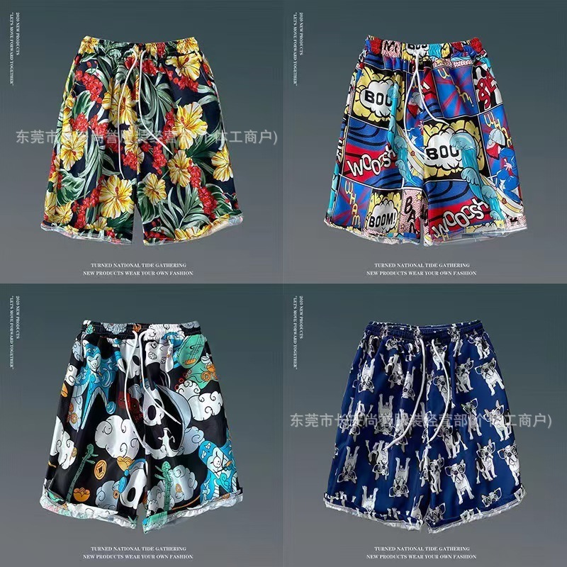 メンズビーチパンツ、休暇、海辺、速乾性、ゆったり、薄手、5点式メンズショートパンツ、スポーツカジュアルフラワーパンツ卸売|undefined