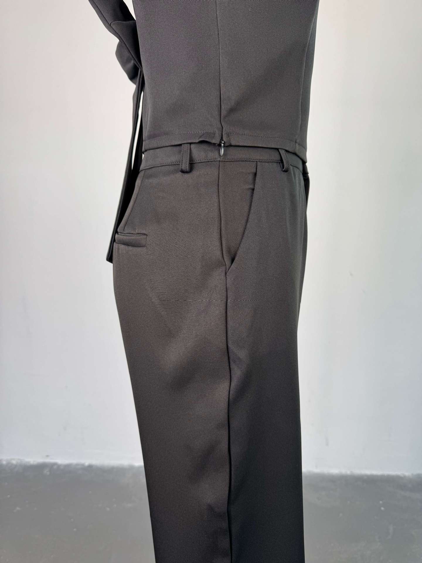 Women Clothing Spring Solid Color Backless Bow Top Wide Leg Trousers Casual Suit