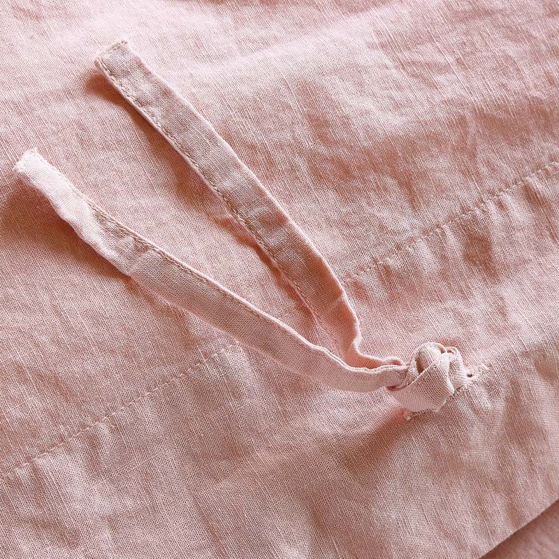亚马逊高端纯色亚麻四件套床品欧美棉麻混纺蝴蝶结被套床单夏外贸