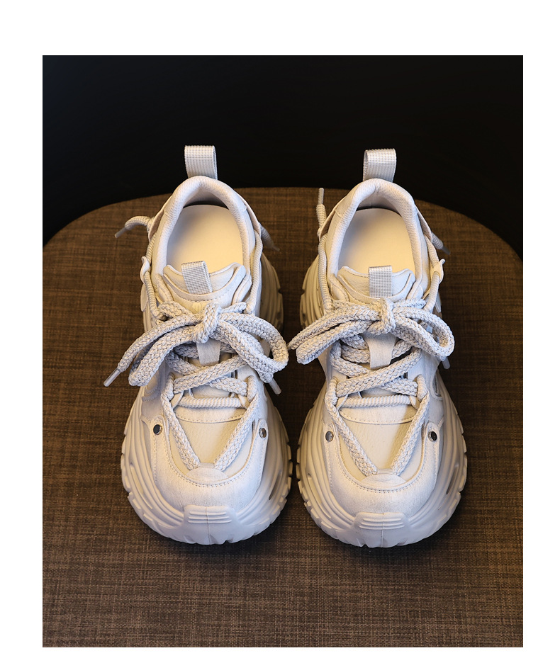 Giày sneaker nữ đế dày tăng chiều cao phong cách daddy chunky — màu đen chi tiết 18