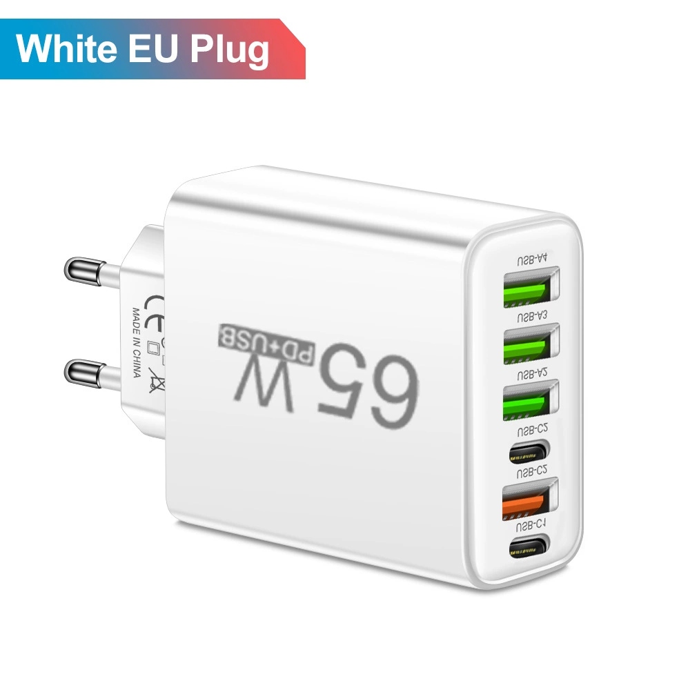 Многоразъемный зарядное устройство для мобильного телефона 2Type-C PD+4 USB, путешествия, зарядка 3.1A, кросс-блейз, оптом