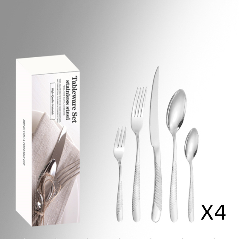 Diamante estrella cinco piezas principales caja simple cuchillo, tenedor y traje de cuchara Productos transfronterizos de Amazon de Venta caliente vajilla de acero inoxidable traje de 20 piezas