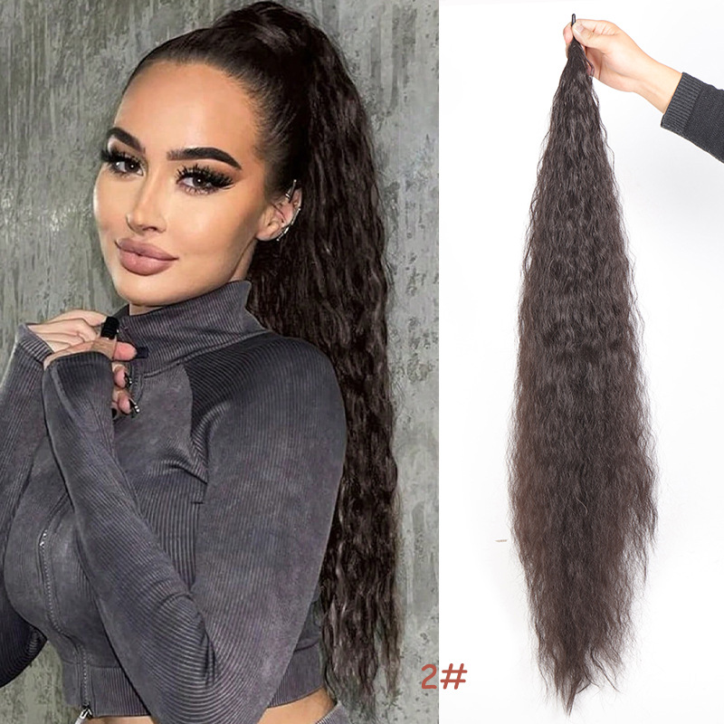 Unisex around wig ponytail chemical fiber fluffy magic wand ponytail corn silk extended version_voghion.com