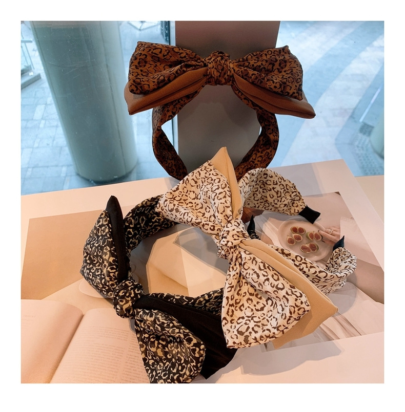 Korean Retro Leopard Print Bow Headband display picture 13