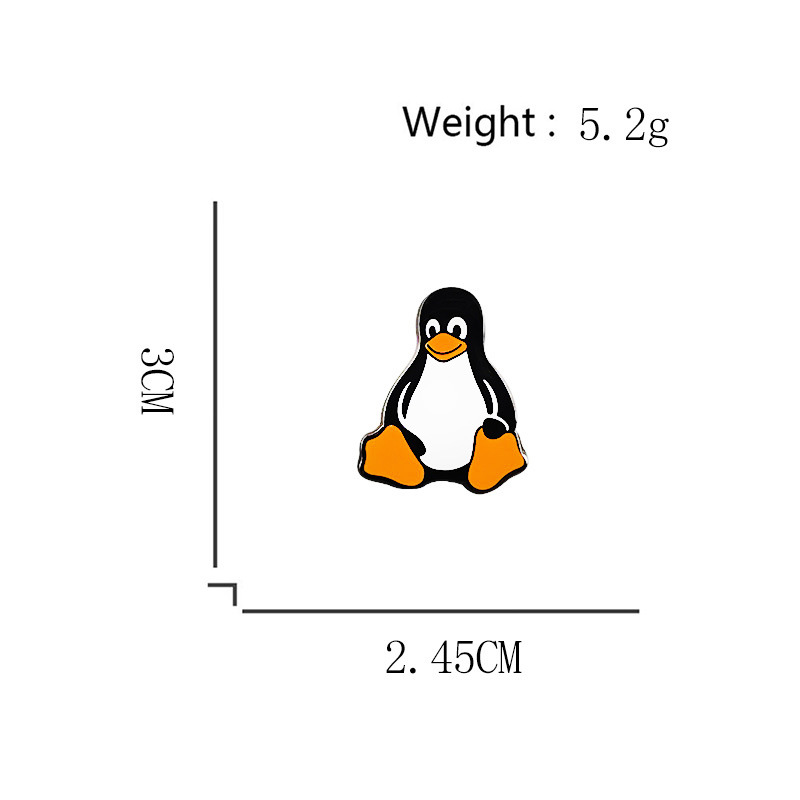 Cute Sitting Posture Linux Penguin T Cartoon Enamel Brooch Niche Metal Backpack Suit Creative Decoration Wholesale
