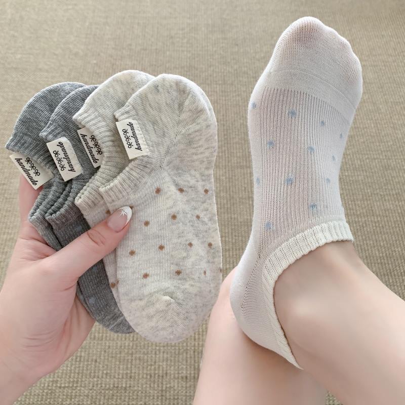 2025 Korea Dongdaemun Spring/Summer New Women's Low-Cut Polka Dot Casual Invisible Boat Socks 2025 Korea Dongdaemun Spring/Summer New Women's Low-Cut Polka Dot Casual Invisible Boat Socks