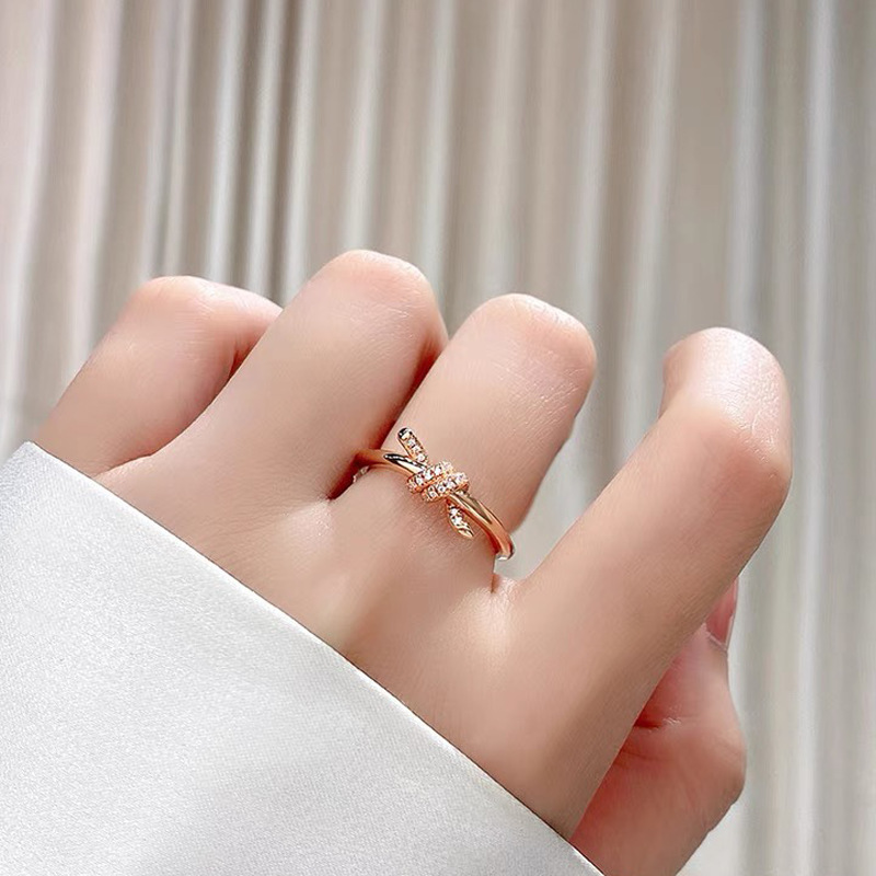 Sterling Silver Rose Gold Plated Silver Plated Elegant Lady Streetwear Inlay Printing Zircon Rings display picture 6