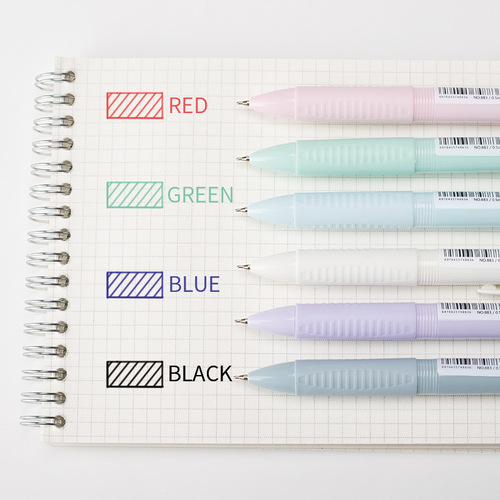 COLNK Makaron Four-Color Push-Button Colored Oil Pen Multi-Color Ballpoint Pen for Students Girls Signature Pen 0.5