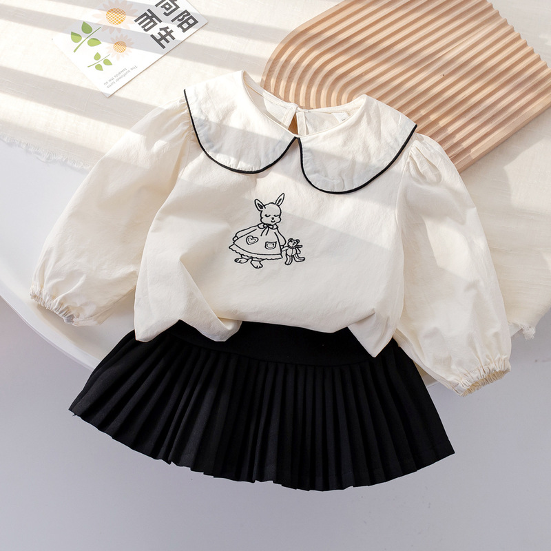 Girls Internet Popular ins Style Spring and Summer New Suit Korean Style Stylish Shirt Anti-running Light Lining Pleated Skirt