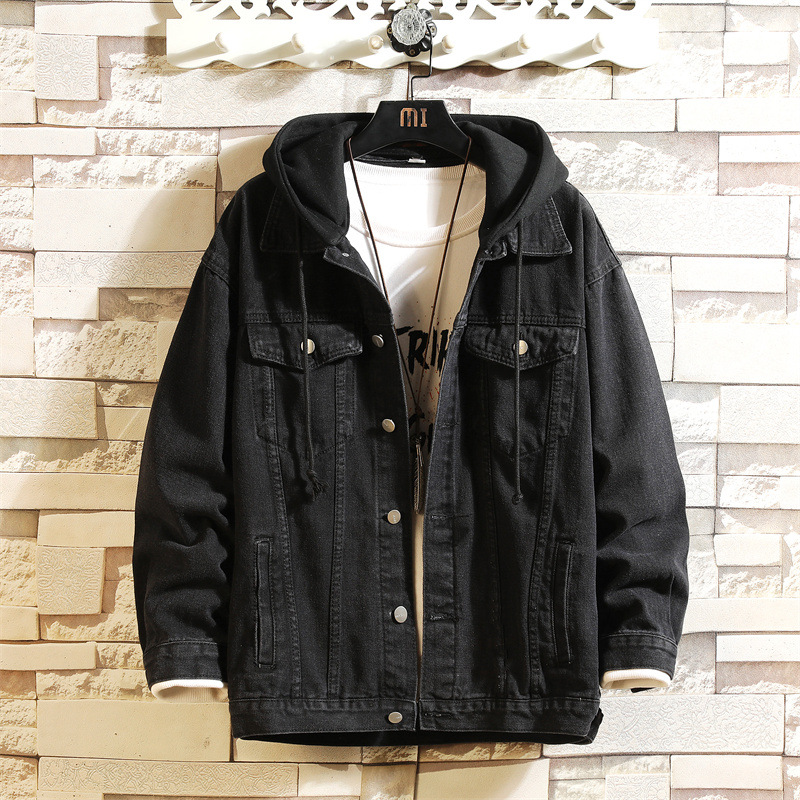 1 Hooded 2023 New Korean Style Plus Size Color Block Men's Couple Loose Casual Coat Denim Jacket Wholesale_voghion.com