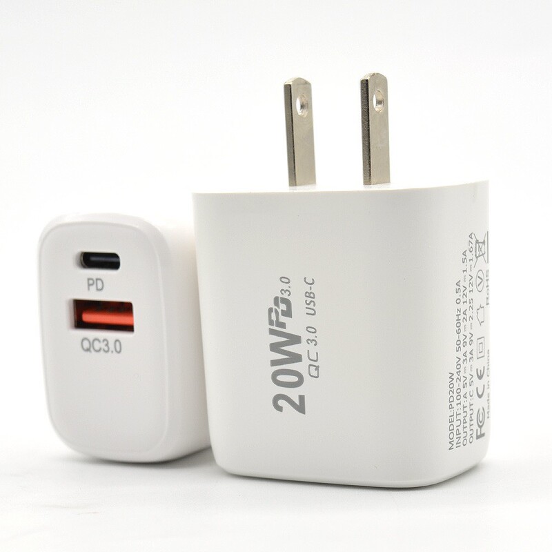 Cross-border PD20W fast charging adapter, compatible with Apple and Samsung devices, supports dual-port ultra-fast charging for mobile phones
