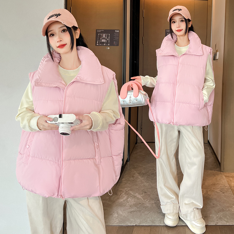 2025 comercio exterior nuevo chaleco de algodón de pluma grande chaleco suelto chaqueta de hombro de moda moda chaleco de moda universal