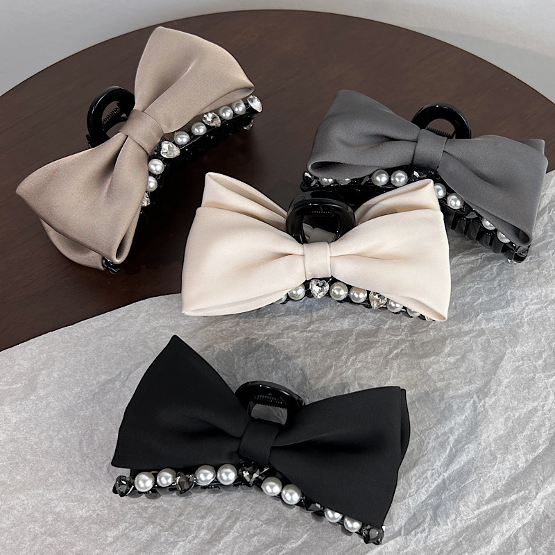 Fashion Bow Knot Cloth Handmade Artificial Pearls Hair Claws 1 Piece1