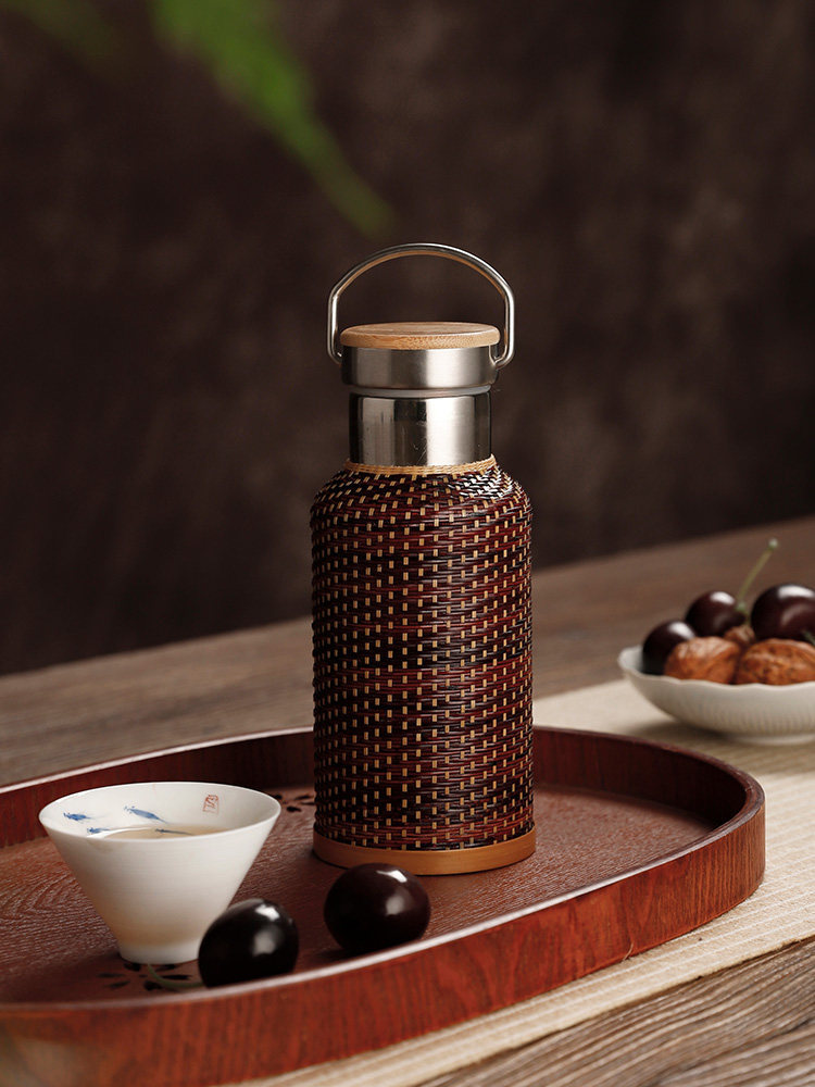 竹编保温杯焖茶壶热水瓶闷茶壶保温壶小水杯便携杯子老式复古茶杯