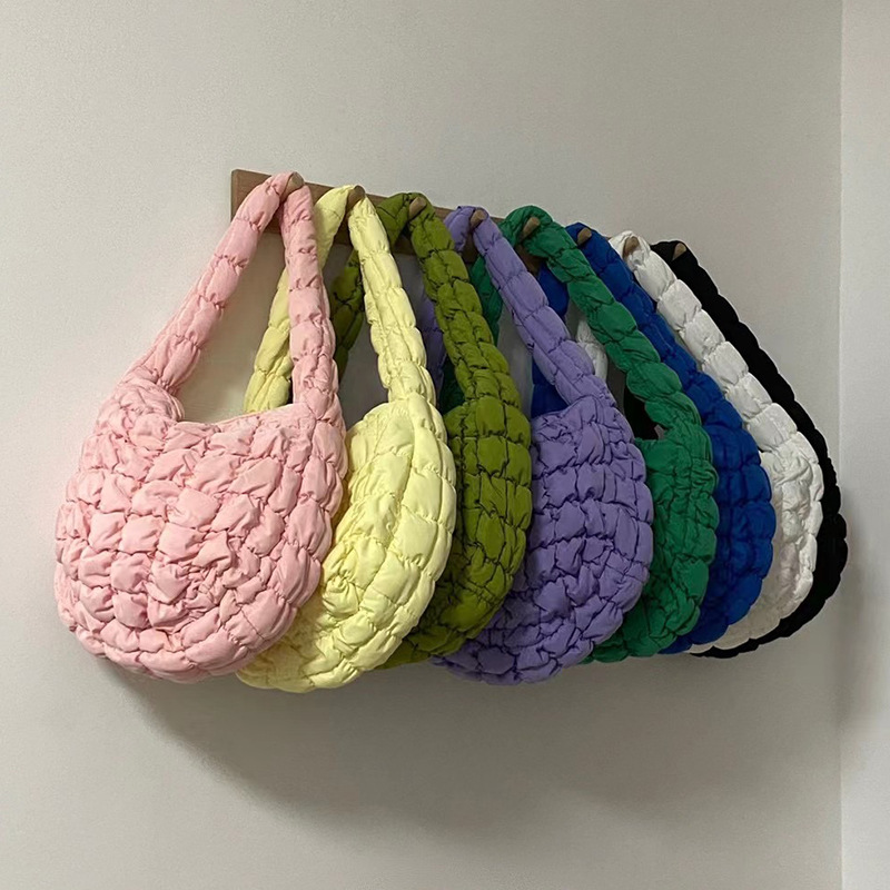 Women's Pleated Cloud Shoulder Bag Soft Puff Fashion Handbag_voghion.com