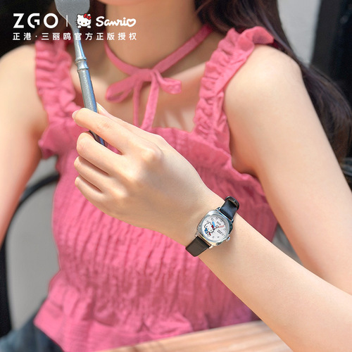 ZGO Zhenggang Sanrio co-branded watch literary retro temperament student small square watch helloKitty quartz watch