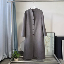缘走西班牙单秋冬新款气质通勤高领羊毛混纺毛呢中长款大衣 女