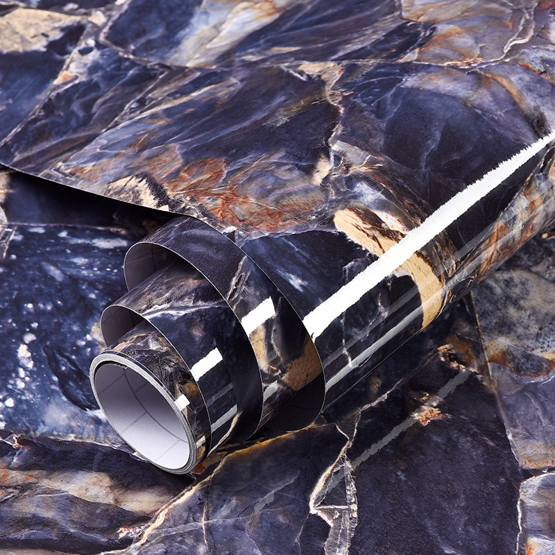 跨境 外贸自粘仿大理石纹翻新贴纸防水防油背景墙壁纸厨房pvc墙纸