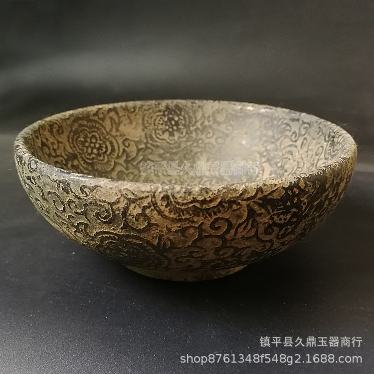 古玩杂项玉器批发 复古做旧青泥老玉器玉碗 做旧玉石摆件批发