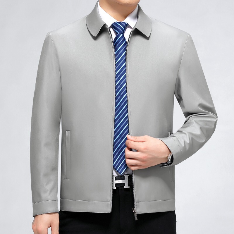Brand High-End Men's Jacket, Middle-Aged Dad's Business Casual Jacket, No-Iron Anti-Wrinkle Spring and Autumn Men's Jacket