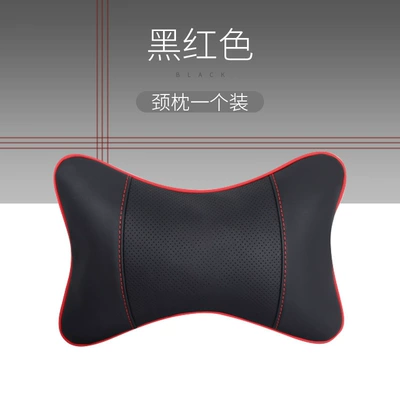 Car Headrest, Lumbar Back Cushion, Headrest - full-leather-model-black-and-red-thread-1-headrest-no-specifications