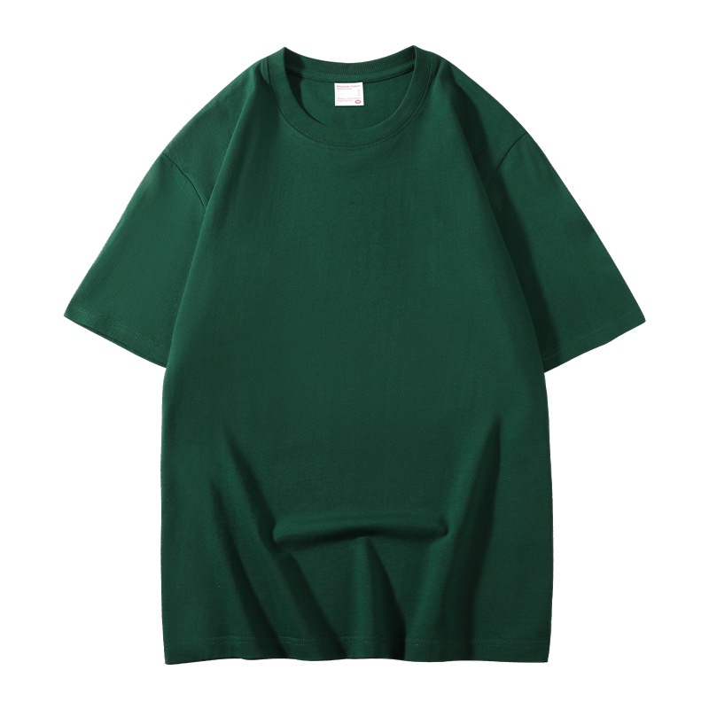 260g de peso pesado, talla europea, algodón suelto, manga corta, cuello redondo, camiseta, ropa de clase, publicidad, camisa cultural, ropa de trabajo, personalización