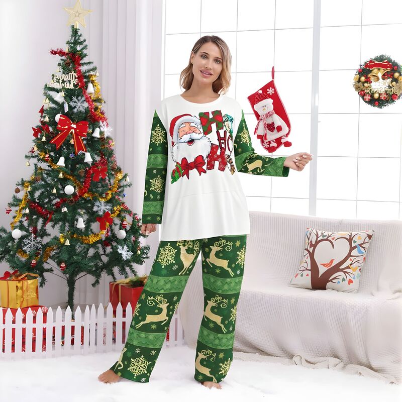 Cross-Border New Large Size Women's Long-Sleeved Suit Christmas Party Home Wear Women's Factory Direct Sales Starting from One Piece