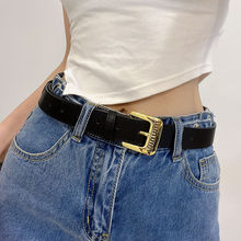 复古风m字母腰带女高级感简约金色金属扣皮带ins风牛仔裤带批发